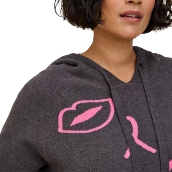 Torrid Breast Cancer Awareness Jaquard Raglan Hoodie Sweater Size 1X - Picture 7 of 14